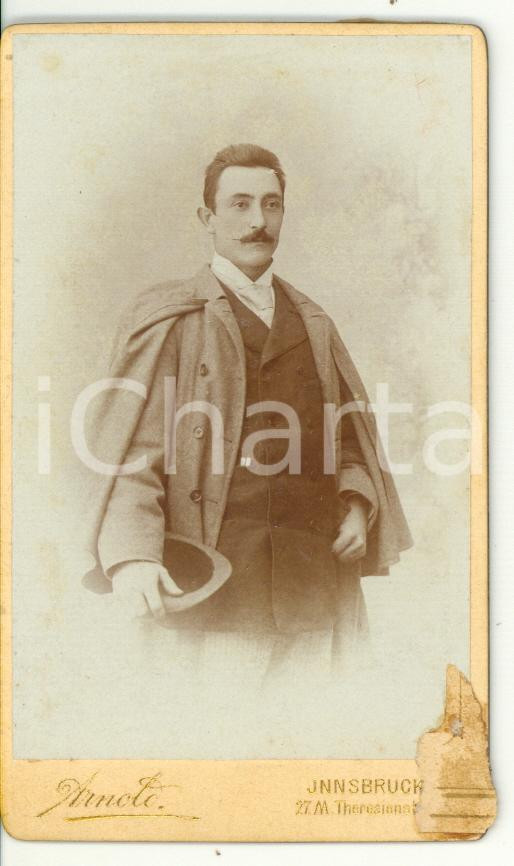 Fotografia d epoca originale 1880 ca INNSBRUCK Ritratto di giovane uomo in abito elegante  Atelier ARNOLD 1