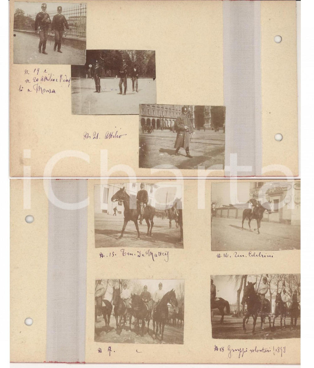 Fotografia d epoca originale 1898 Area di PAVIA Parata con volontari  MONZA Ufficiali Cavalleria  2 foto 1