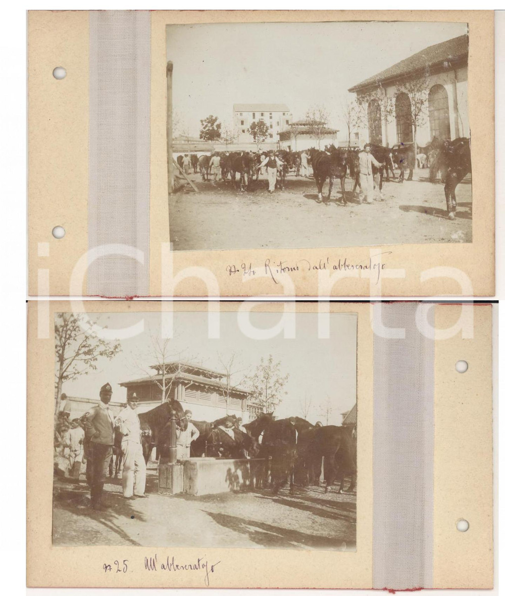 Fotografia d epoca originale 1898 LOMBARDIA Volontari Reggimenti CAVALLERIA all abbeveratoio  Lotto 2 foto 1