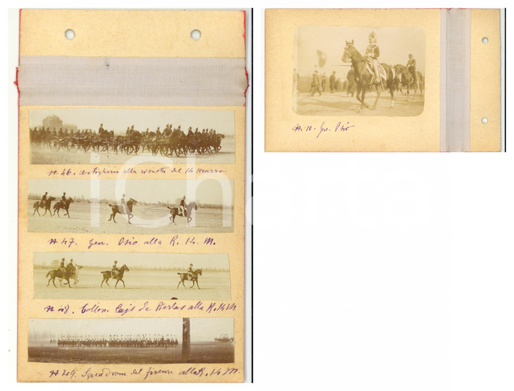 Fotografia d epoca originale 1898 LOMBARDIA CAVALLERIA Gen. Egidio OSIO  Rivista Reggimento FIRENZE  Foto 1