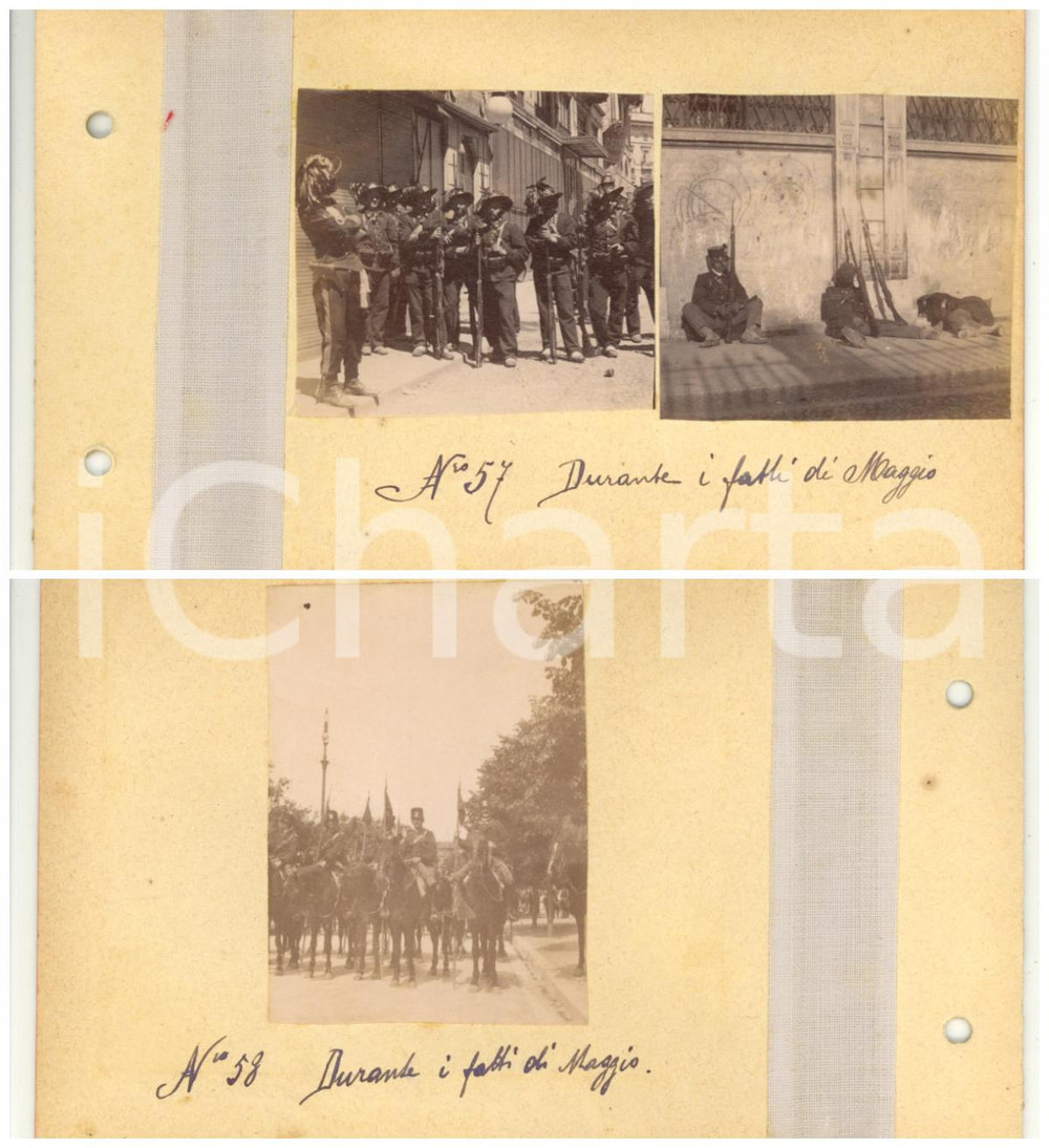 Fotografia d epoca originale 1898 MOTI DI MILANO La CAVALLERIA del gen. Bava Beccaris in città  Lotto 3 foto 1