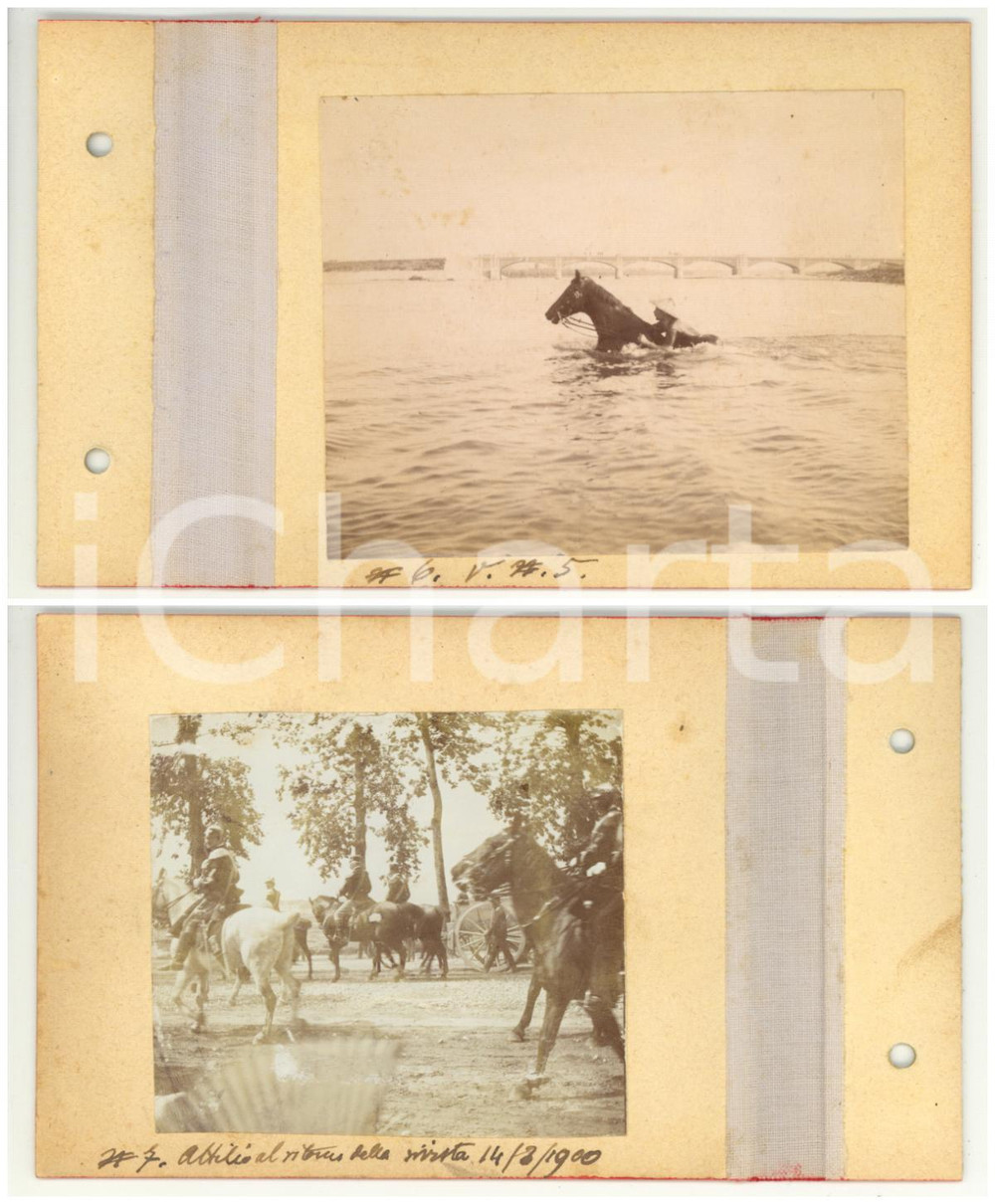 Fotografia d epoca originale 1899/1900 VERCELLI Reggimento PIEMONTE CAVALLERIA nel fiume Sesia  Rivista FOTO 1