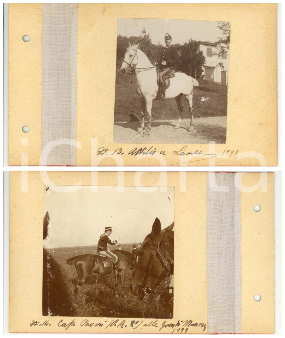 Fotografia d epoca originale 189899 LANZO / PIEMONTE Ufficiali di CAVALLERIA alle Grandi Manovre  2 Foto 1