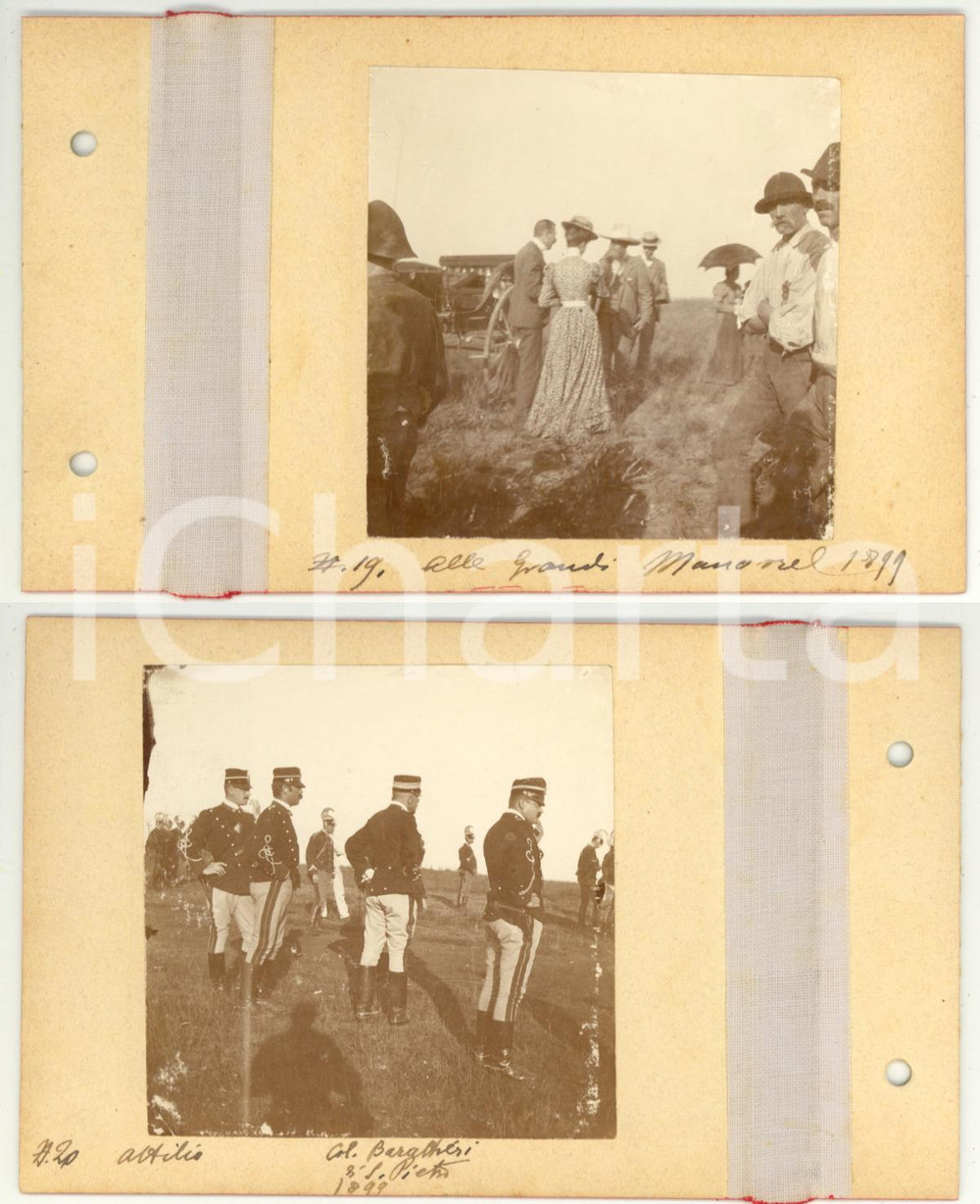 Fotografia d epoca originale 1899 PIEMONTE Grandi Manovre  CAVALLERIA Col. BARATTIERI DI SAN PIETRO  2 Foto 1