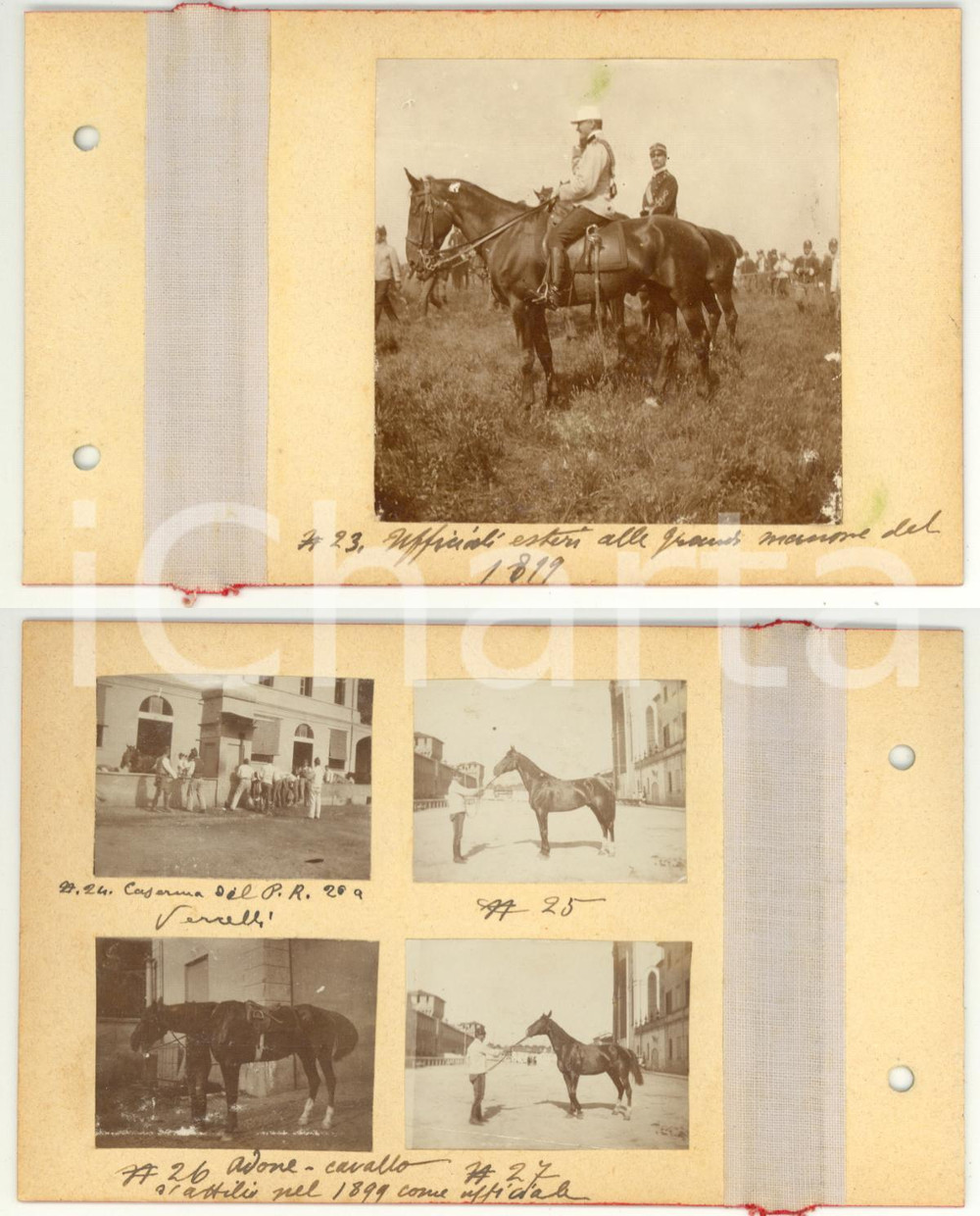 Fotografia d epoca originale 1899 PIEMONTE Grandi Manovre  VERCELLI Caserma CAVALLERIA  Lotto 5 Foto 1