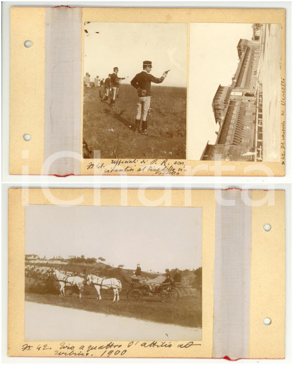 Fotografia d epoca originale 1899/1900 VERCELLI Castello  Grandi Manovre  URBINO Tiro a quattro Lotto foto 1