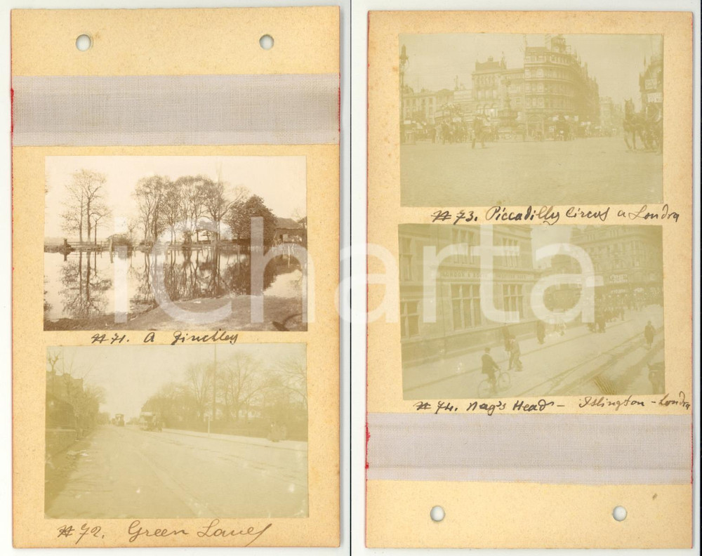 Fotografia d epoca originale 1900 LONDON Vedute FINCHLEY  Green Lane  Piccadilly Circus  ISLINGTON 4 foto 1