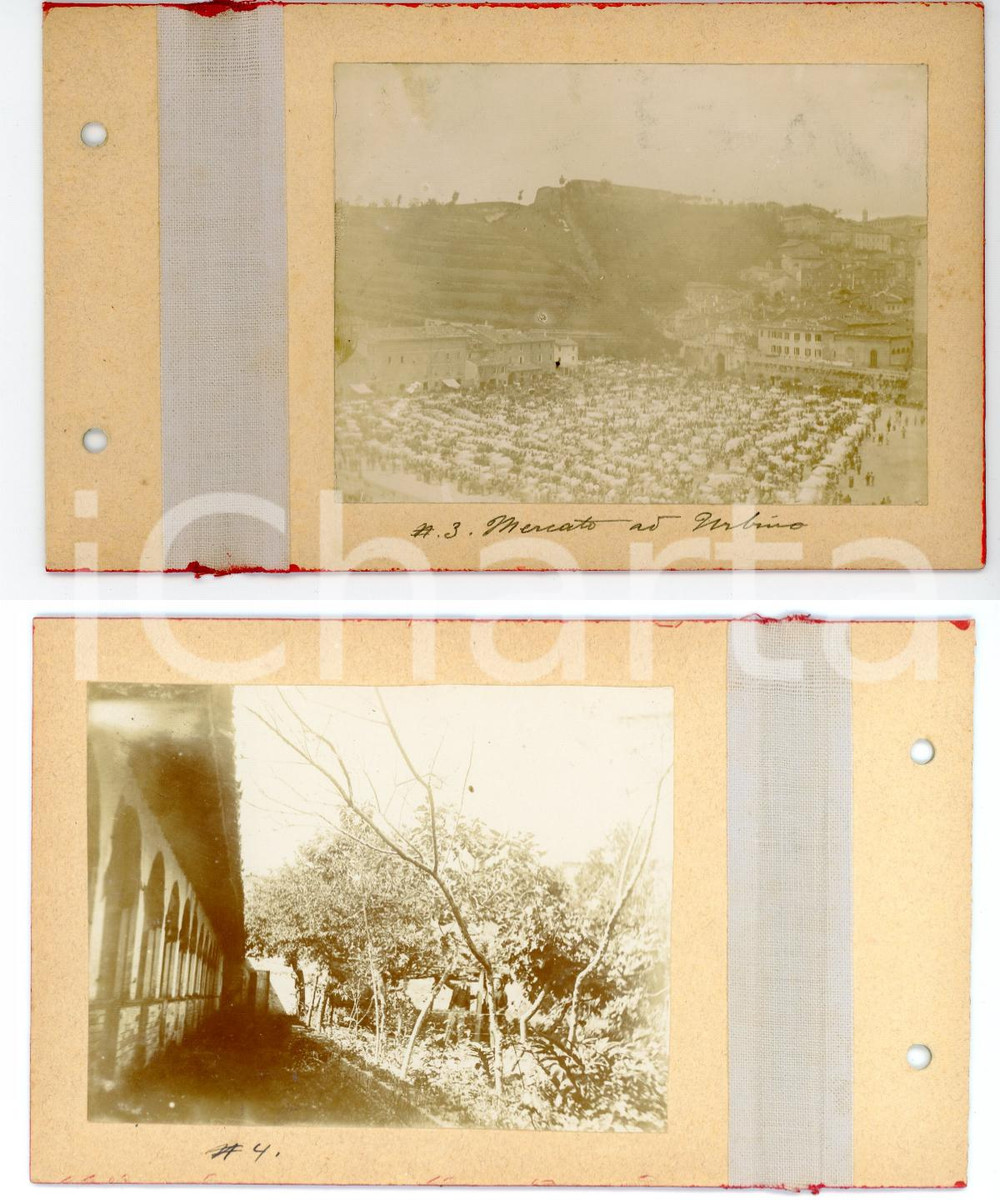 Fotografia d epoca originale 1900 URBINO Mercato affollato  Giardino di una villa  Lotto 2 foto ANIMATE 1