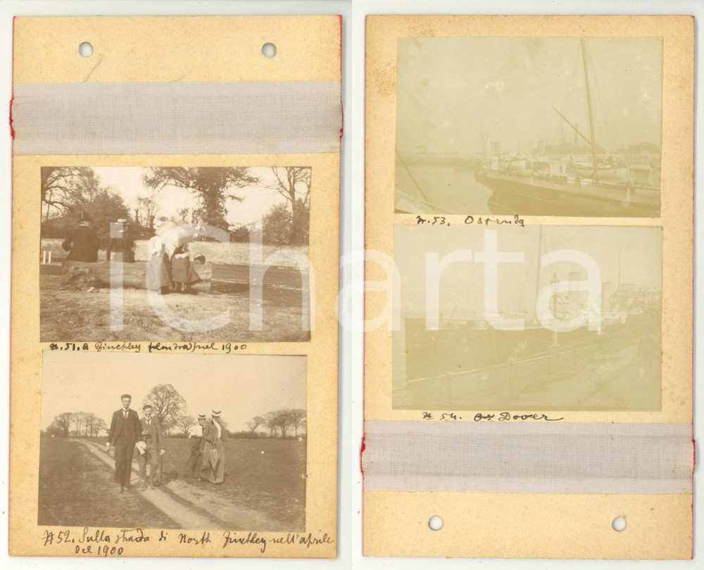 Fotografia d epoca originale 1900 LONDON FINCHLEY Famiglia in campagna  OSTENDA / DOVER I porti  4 foto 1