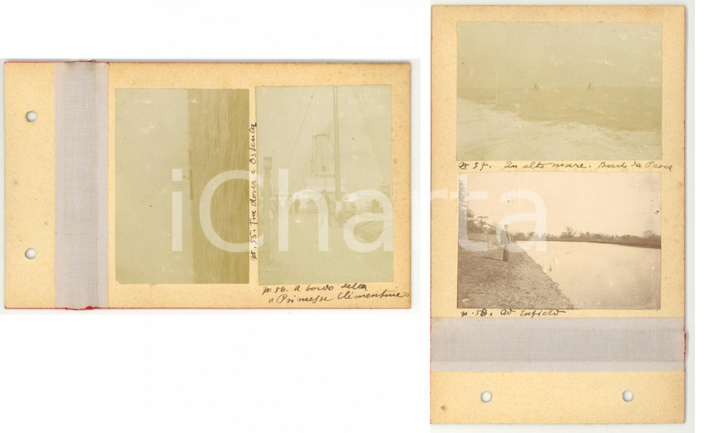 Fotografia d epoca originale 1900 MARE DEL NORD Nave Princesse Clementine  ENFIELD Uomo al parco  4 foto 1