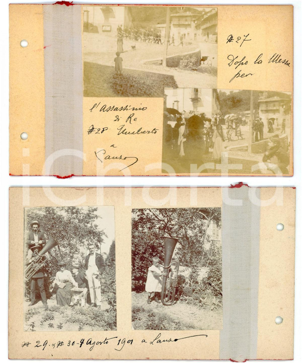 Fotografia d epoca originale 1900 / 1901 LANZO Folla alla messa per Re Umberto  Musica in giardino  4 foto 1