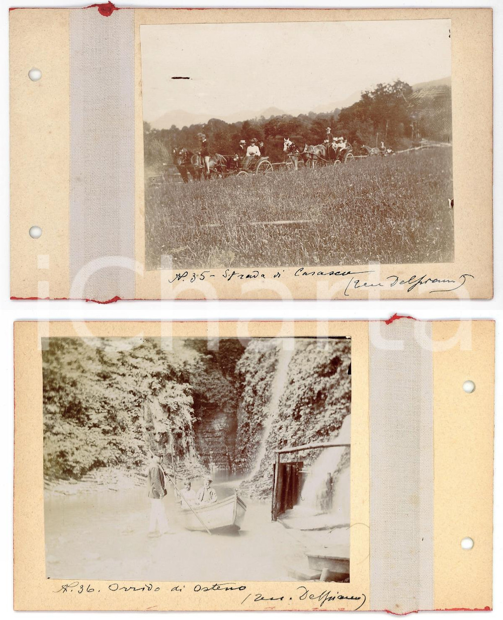 1901 CASASCO Ten. DELPIANO e amici in calesse - Orrido di OSTENO - 2 foto