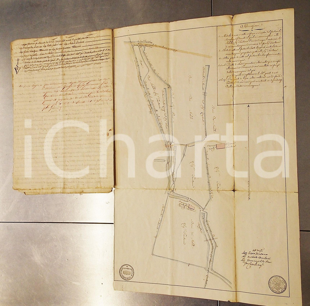 Documento originale, autentico 1827 TREZZANO / CISLIANO Livello a Pietro FONTANA per acqua Fontanile BORGHESE 1