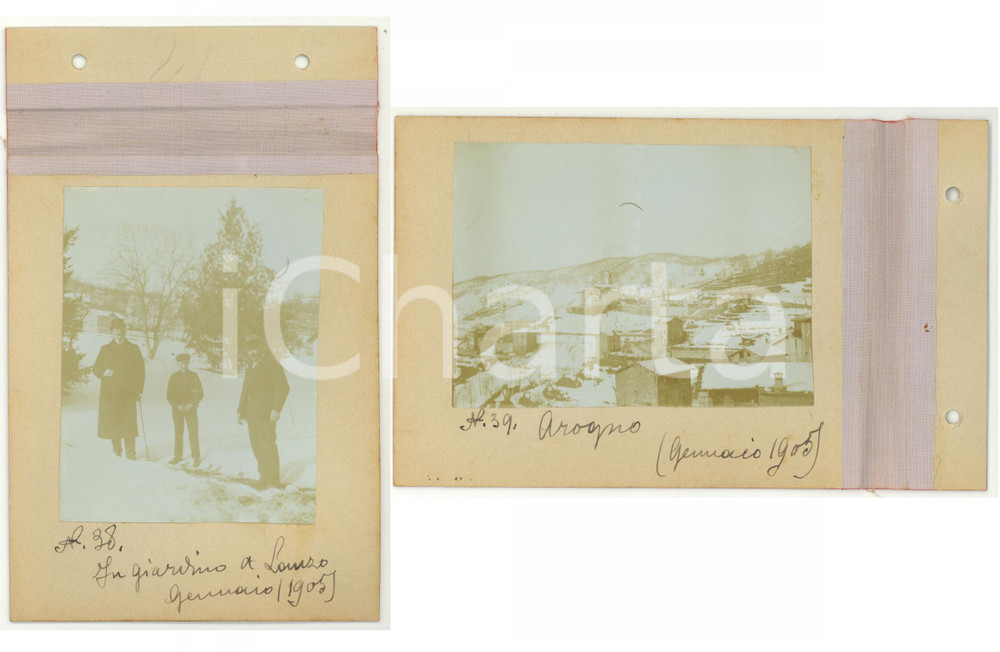 Fotografia d epoca originale Gennaio 1905 LANZO D INTELVI  AROGNO  Vedute sotto la neve  Lotto 2 foto 1