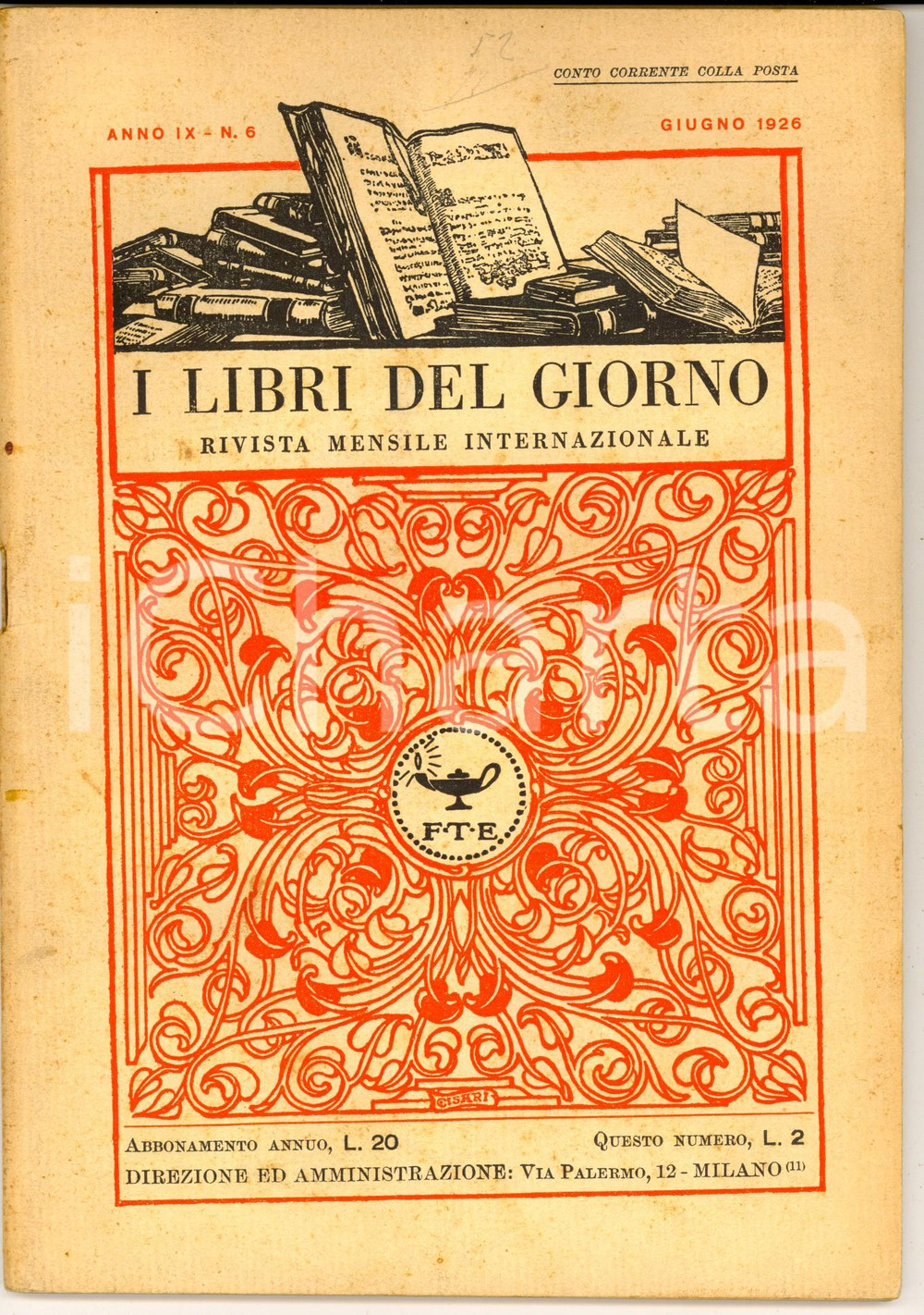 Giornale, rivista storica 1926 I LIBRI DEL GIORNO Holderlin  Il fantasma dell Atlantide  Rivista nÂ° 6 1