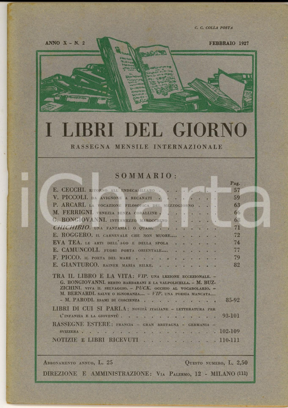 Giornale, rivista storica 1927 I LIBRI DEL GIORNO Rainer Maria Rilke  Pierre Loti poeta del mare Rivista 1