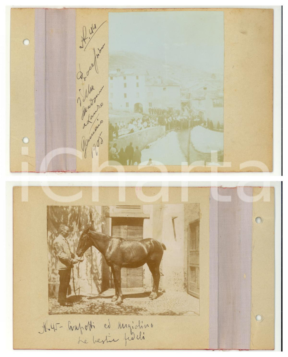 Fotografia d epoca originale 1905 LANZO D INTELVI Processione della Madonna  Cavallo e padrone Lotto 2 foto 1