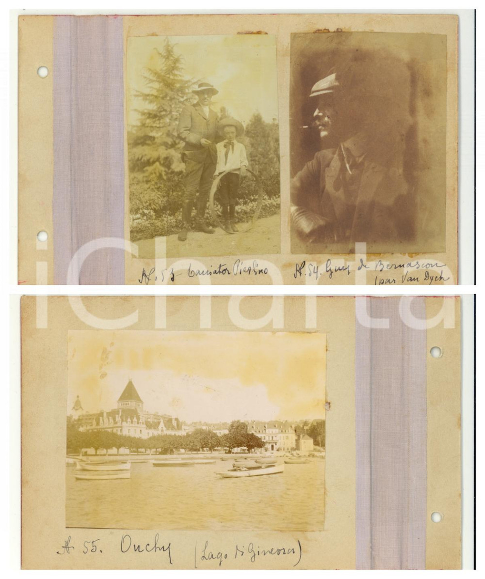 Fotografia d epoca originale 1905 ca OUCHY SVIZZERA Veduta con il castello  Guy de Bernascon Lotto 3 foto 1