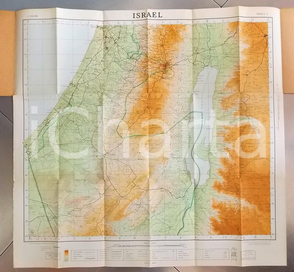 Mappa, planimetria storica 1958 MINISTRY OF LABOUR Cartina di Israele  Sheet 2  70x70 cm 1