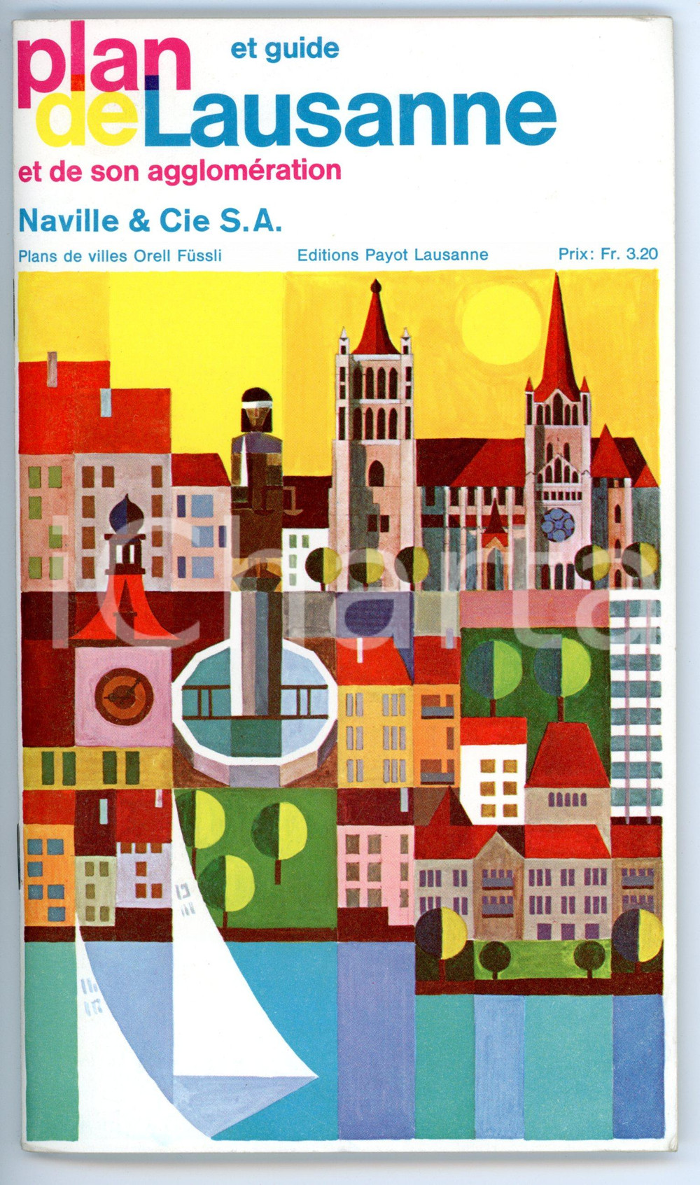 Materiale pubblicitario d’epoca 1965 ca LAUSANNE Plan et guide  Pieghevole turistico VINTAGE 12x21 cm 1
