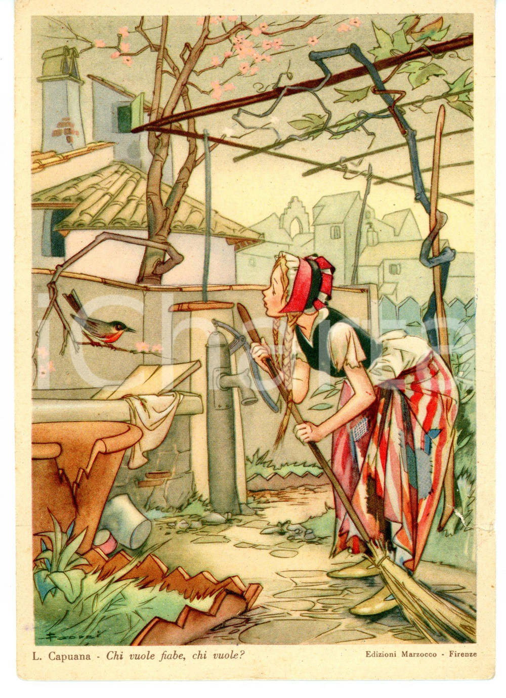 Cartolina originale da collezione 1949 BERGAMO SALF Cartolina farmaco CHINOFER SALF Illustrazione Fiorenzo FAORZI 1