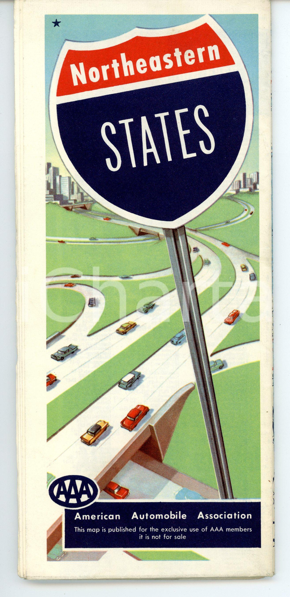 Materiale pubblicitario d’epoca 1959 NORTHEASTERN STATES Road map  AMERICAN AUTOMOBILE ASSOCIATION Pieghevole 1