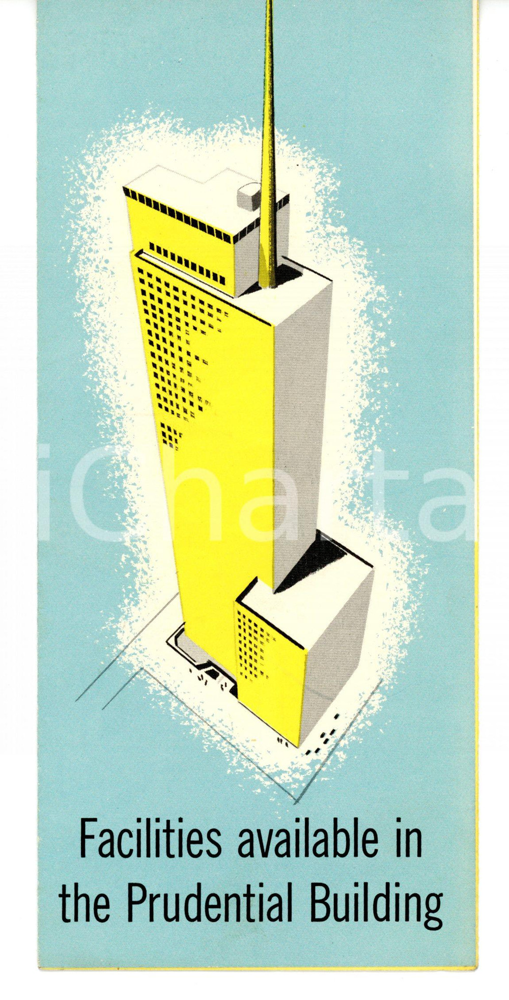 Materiale pubblicitario d’epoca 1955 CHICAGO PRUDENTIAL BUILDING Facilities and shops Pieghevole pubblicitario 1