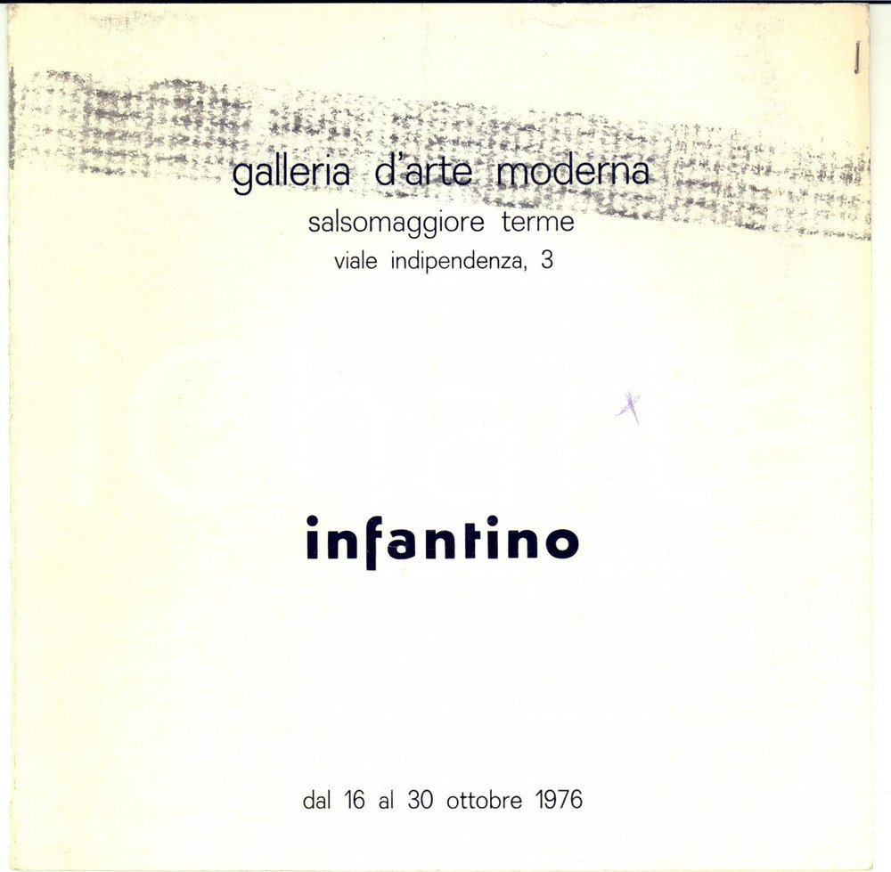 Materiale pubblicitario d’epoca 1976 SALSOMAGGIORE Galleria Arte Moderna  Mostra Giuseppe INFANTINO Invito 1