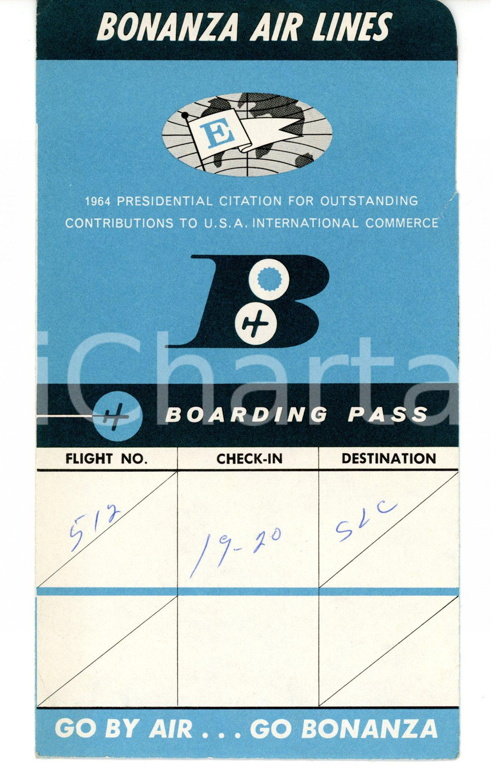 Materiale pubblicitario d’epoca 1964 BONANZA AIR LINES Due biglietti passeggeri PHOENIXSALT LAKE 10x17 cm 1