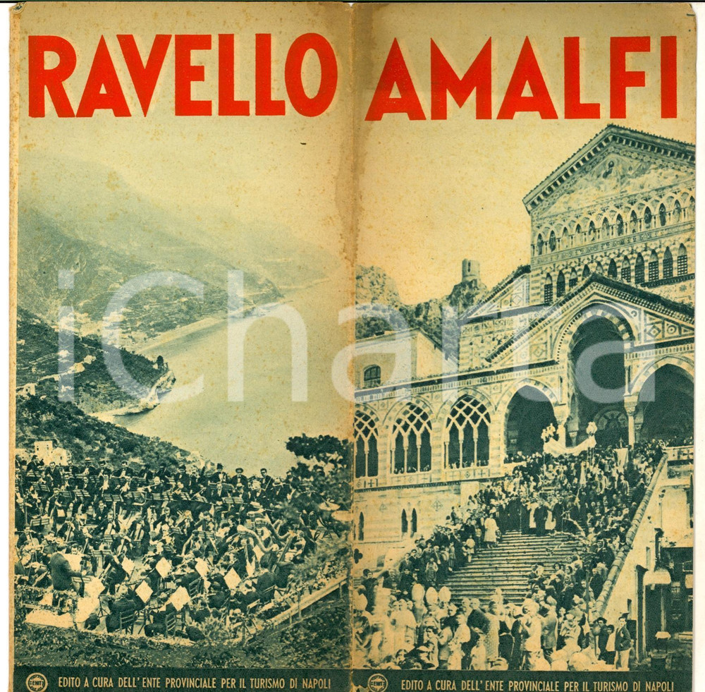 Materiale pubblicitario d’epoca 1949 AMALFI e RAVELLO   Pieghevole Ente Provinciale Turismo Napoli  ILLUSTRATO 1