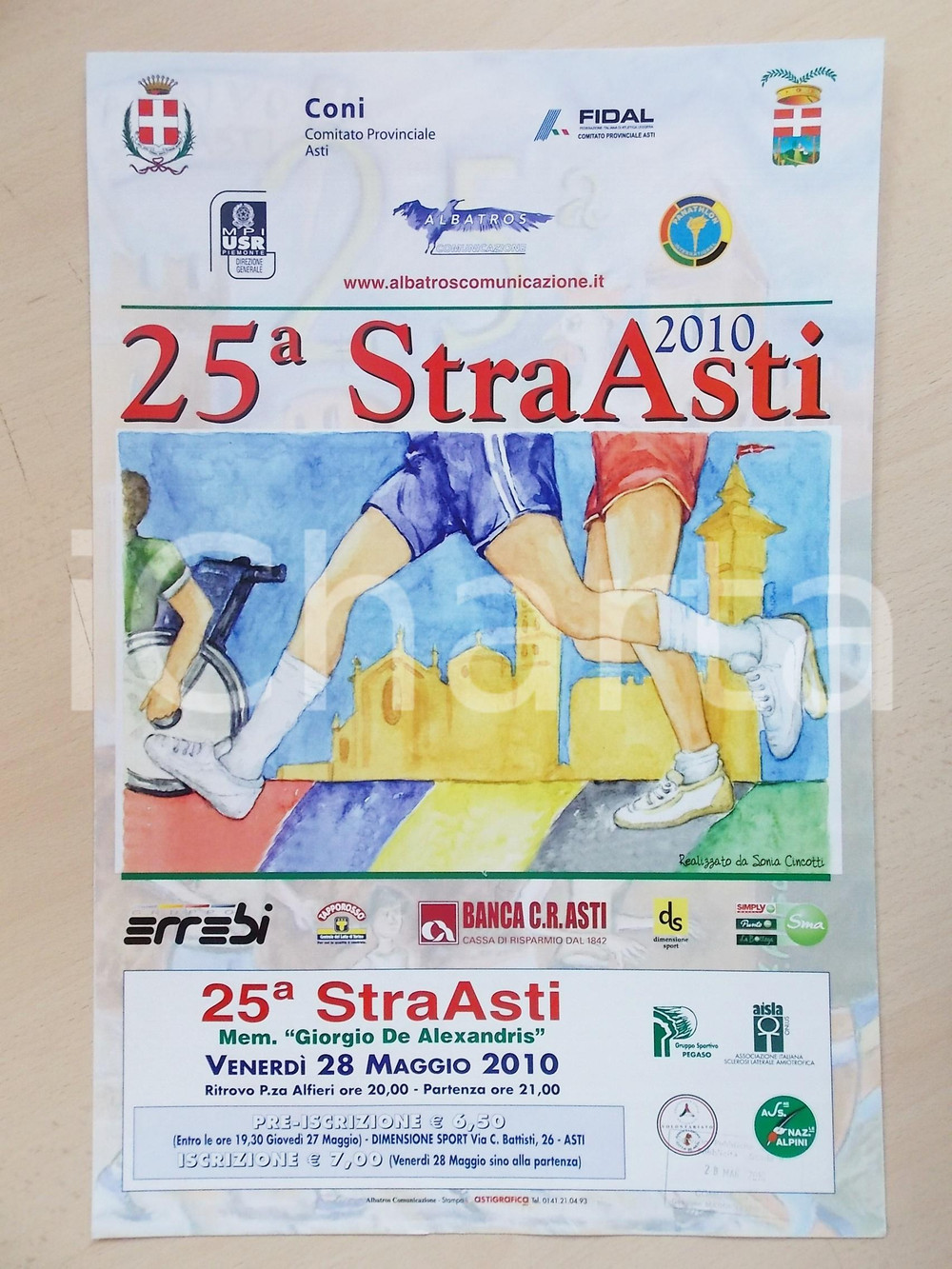 Materiale pubblicitario d’epoca 2010 ATLETICA 25 StraASTI  Locandina ill. Sonia CINCOTTI 31x47 cm 1