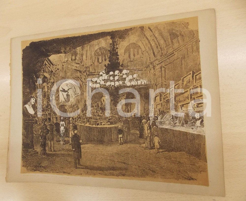 Stampa, bozzetto originale 1880 ca MONTEMERLO Novena 1879  Esposizione premi della lotteria  Stampa 1