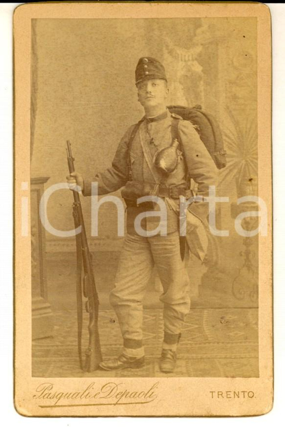 1880 ca TRENTO (?) Ufficiale austro-ungarico in tenuta di marcia - Foto DEPAOLI