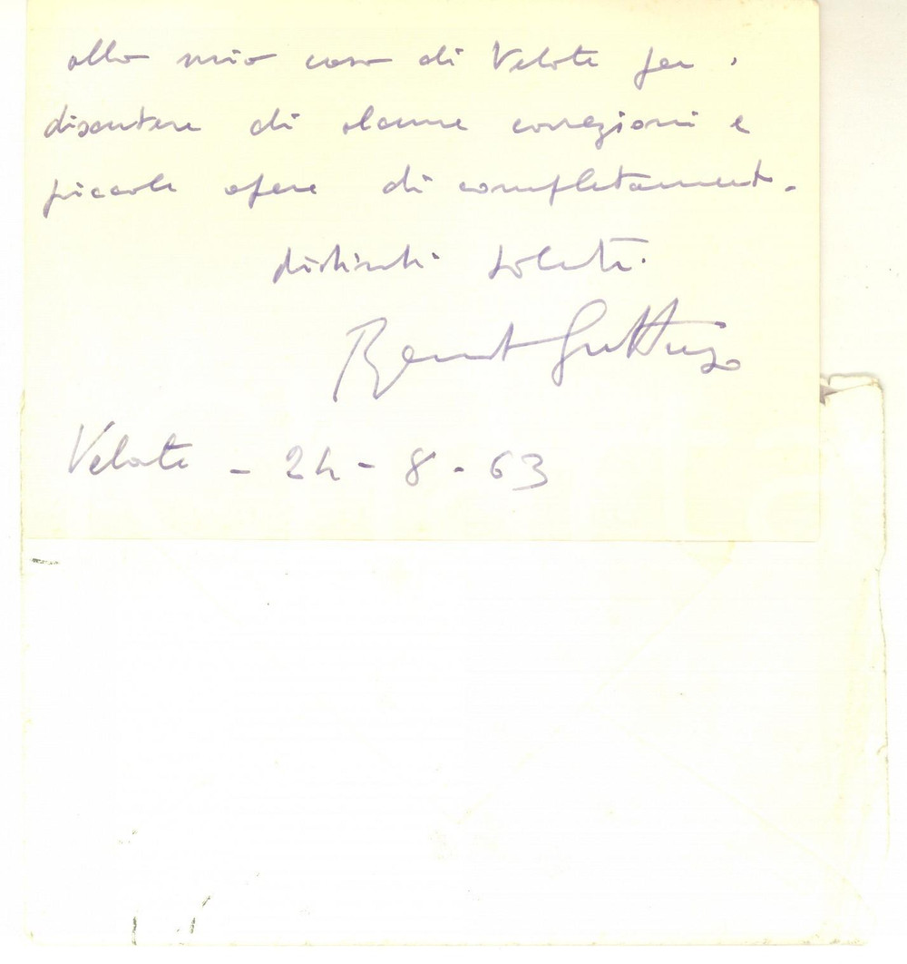 Autografo originale 1963 VELATE Lettera Renato GUTTUSO a impresa edile per lavori  AUTOGRAFO 1