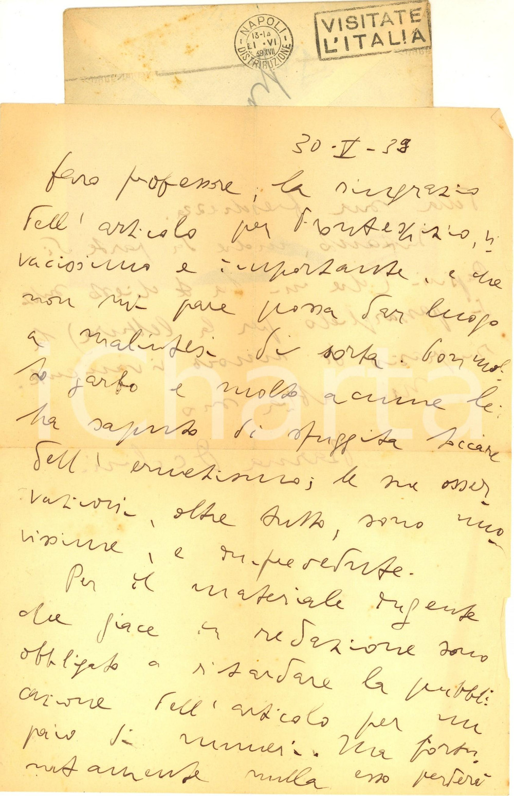 Autografo originale 1939 FIRENZE IL FRONTESPIZIO Barna OCCHINI rimanda una pubblicazione  AUTOGRAFO 1