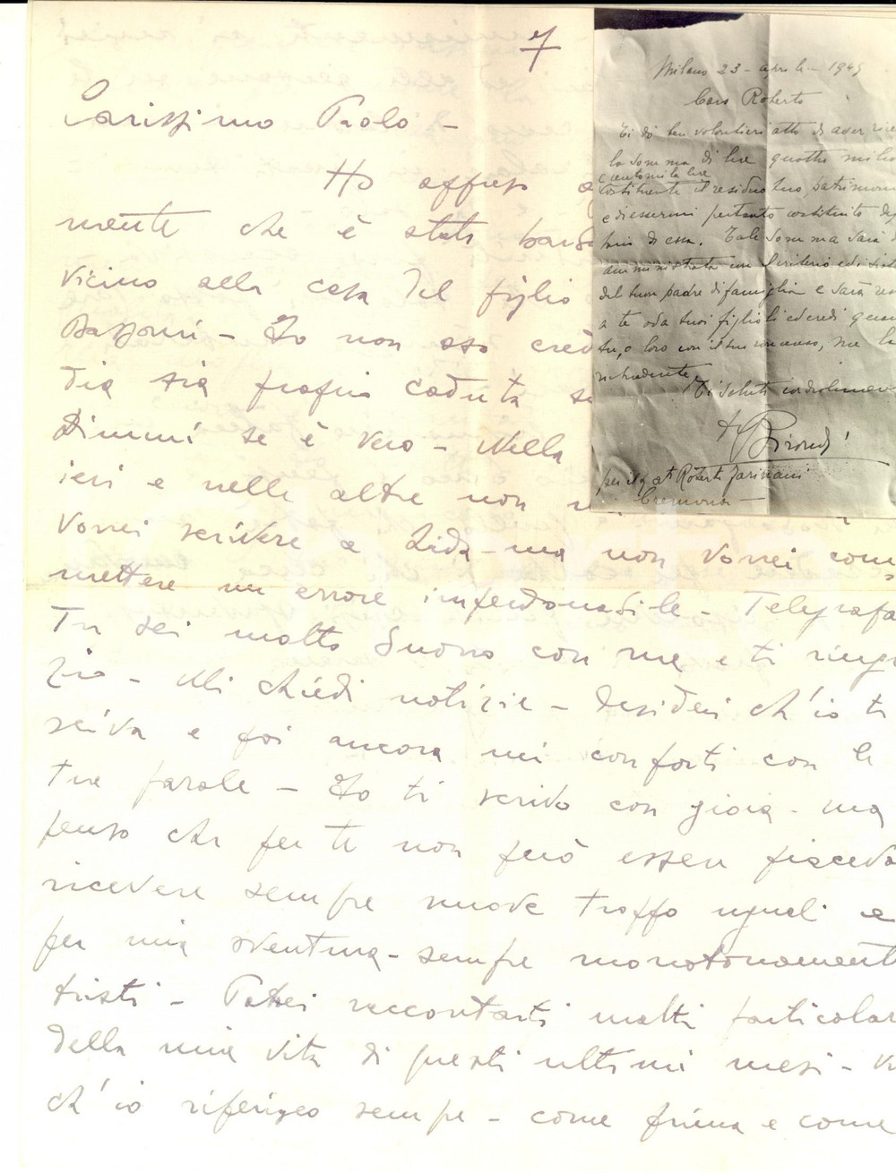 1945 CREMONA Palmiro MOLA sul tesoro di Roberto FARINACCI - Lettera INEDITA