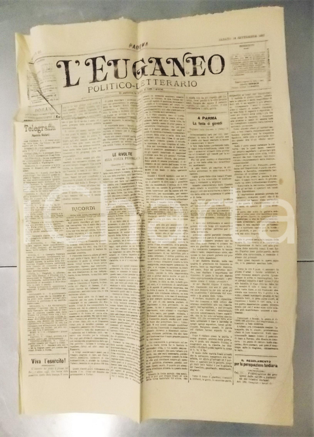 Giornale, rivista storica 1887 L EUGANEO Festa Concorso Agrario a Parma  Rissa a Magenta con carabinieri 1
