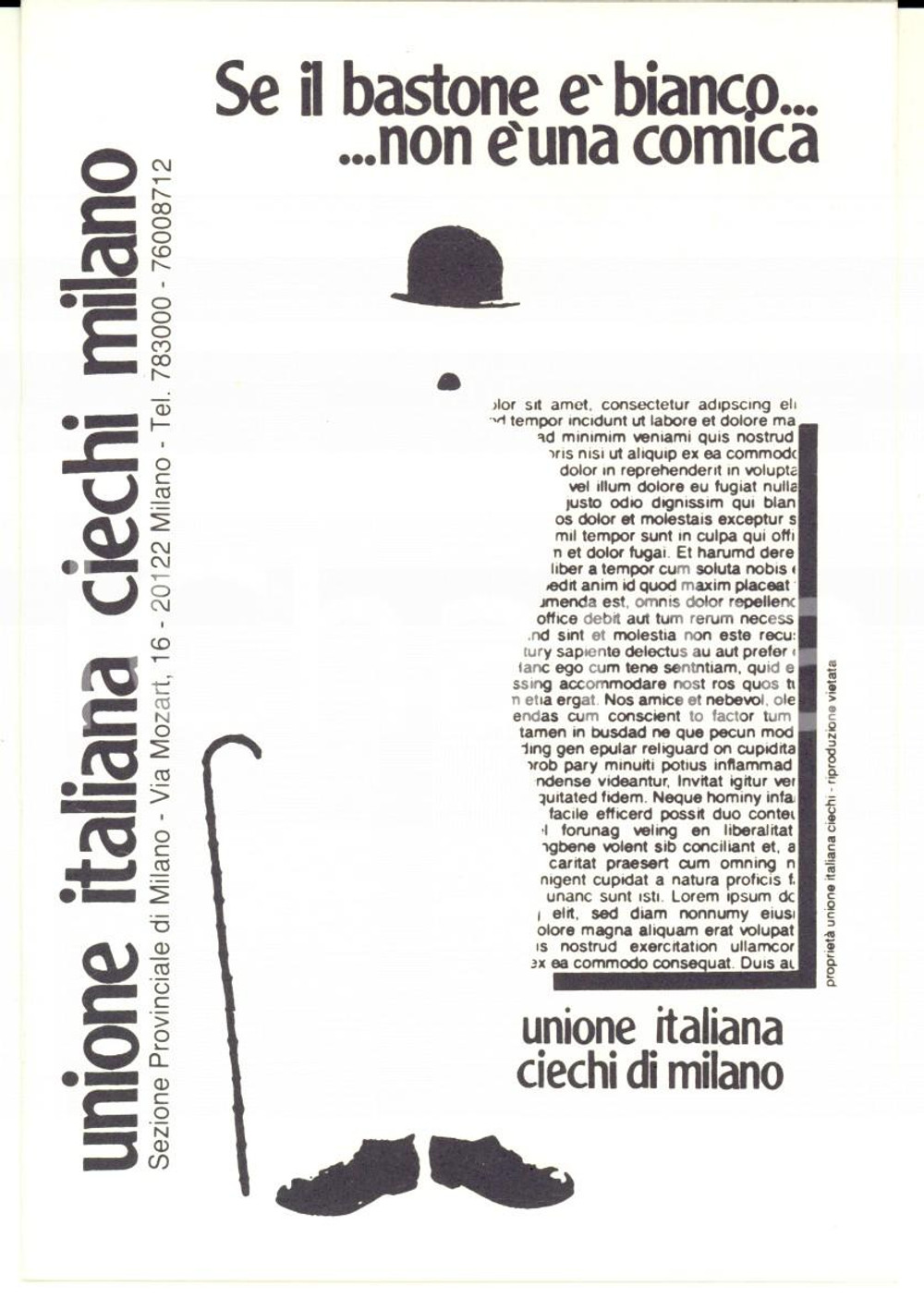 Materiale pubblicitario d’epoca 1992 MILANO Unione Italiana Ciechi  Biglietto con alfabeto in BRAILLE 1