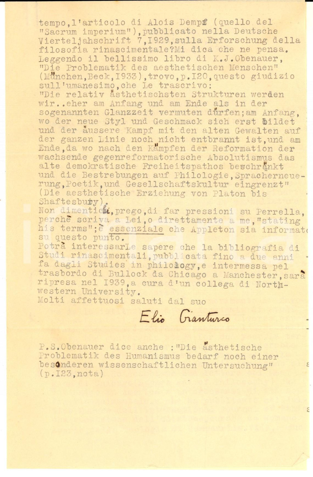 Autografo originale 1938 WASHINGTON Elio GIANTURCO su traduzione dell opera di un collega Autografo 1