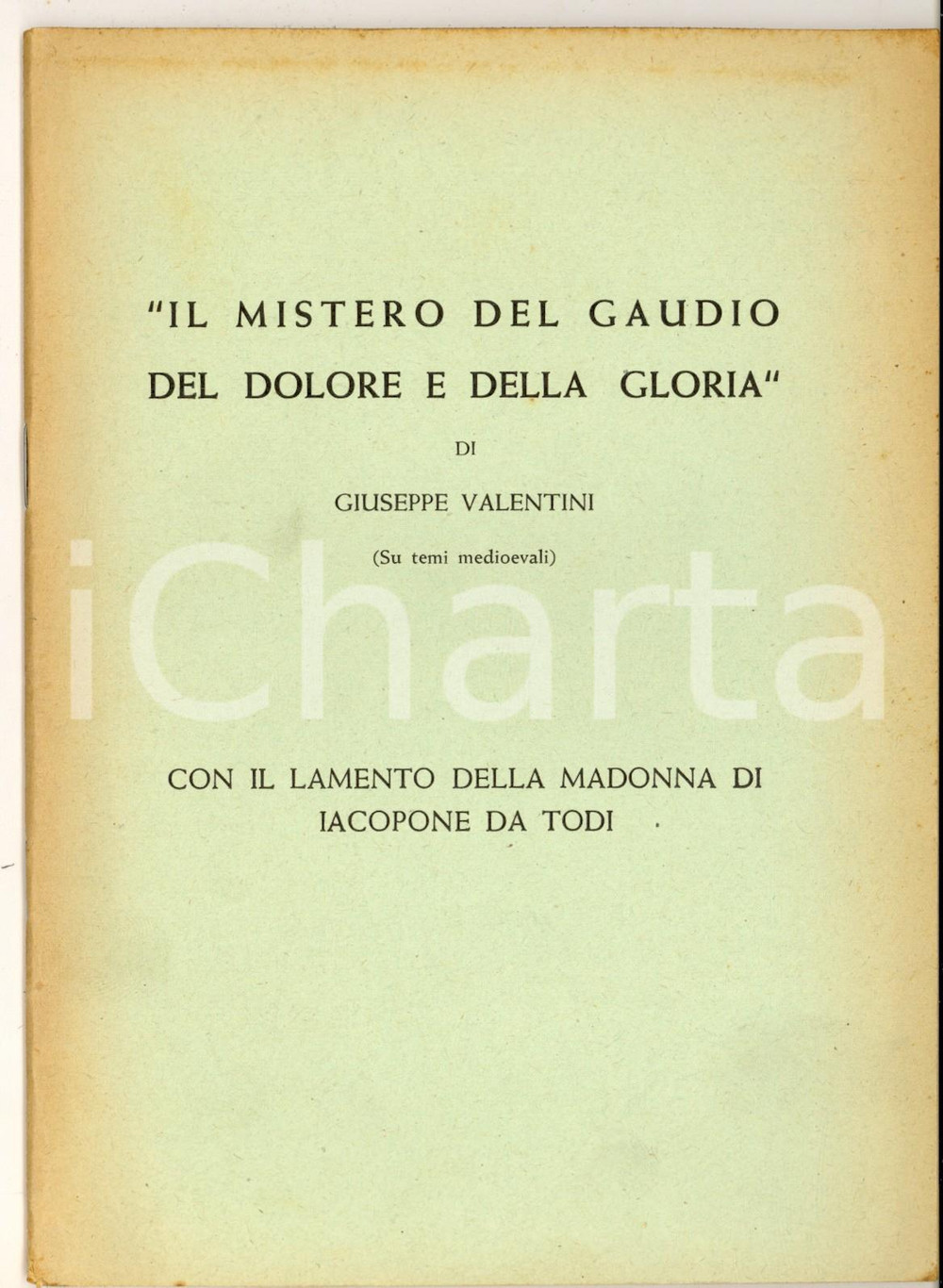 Libro, pubblicazione d epoca 1953 Giuseppe VALENTINI Mistero del Gaudio, del Dolore e della Gloria  40 pp. 1