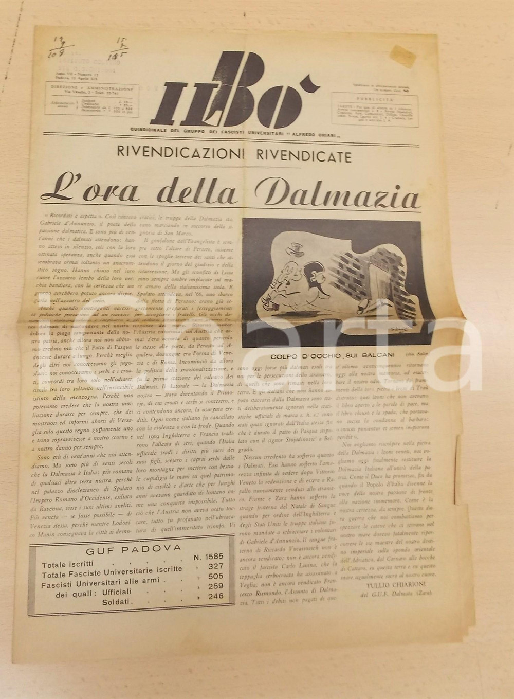 Giornale, rivista storica 1941 IL BO  Littoriali Femminili della Cultura  L ora della Dalmazia Giornale 1
