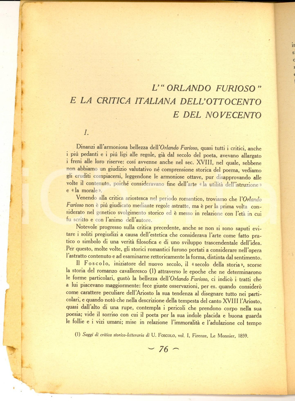 Libro, pubblicazione d epoca 1933 Laura BERTUZZI CHIARINI L  Orlando Furioso e la critica  Invio AUTOGRAFO 1