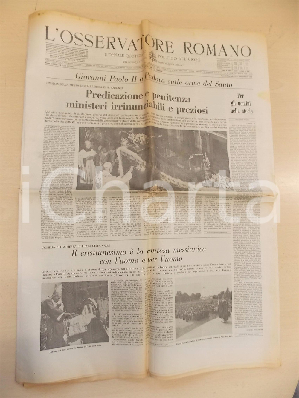 Giornale, rivista storica 1982 L OSSERVATORE ROMANO Giovanni Paolo II a Padova sulle orme del Santo 1