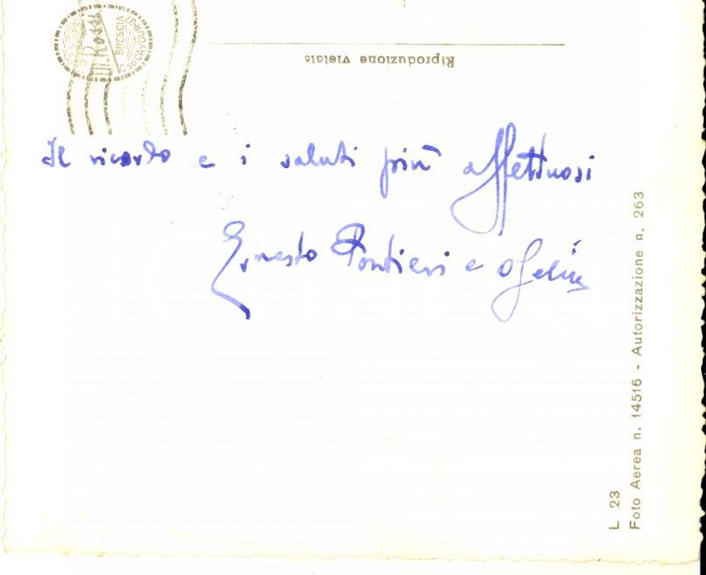 1960 SALO' Cartolina Ernesto PONTIERI per saluti a un collega - Autografo