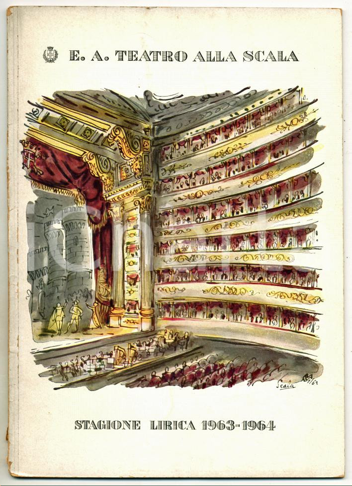 Materiale pubblicitario d’epoca 1964 MILANO  PICCOLA SCALA Programma sala ASCESA E ROVINA CITTÃ€ DI MAHAGONNY 1