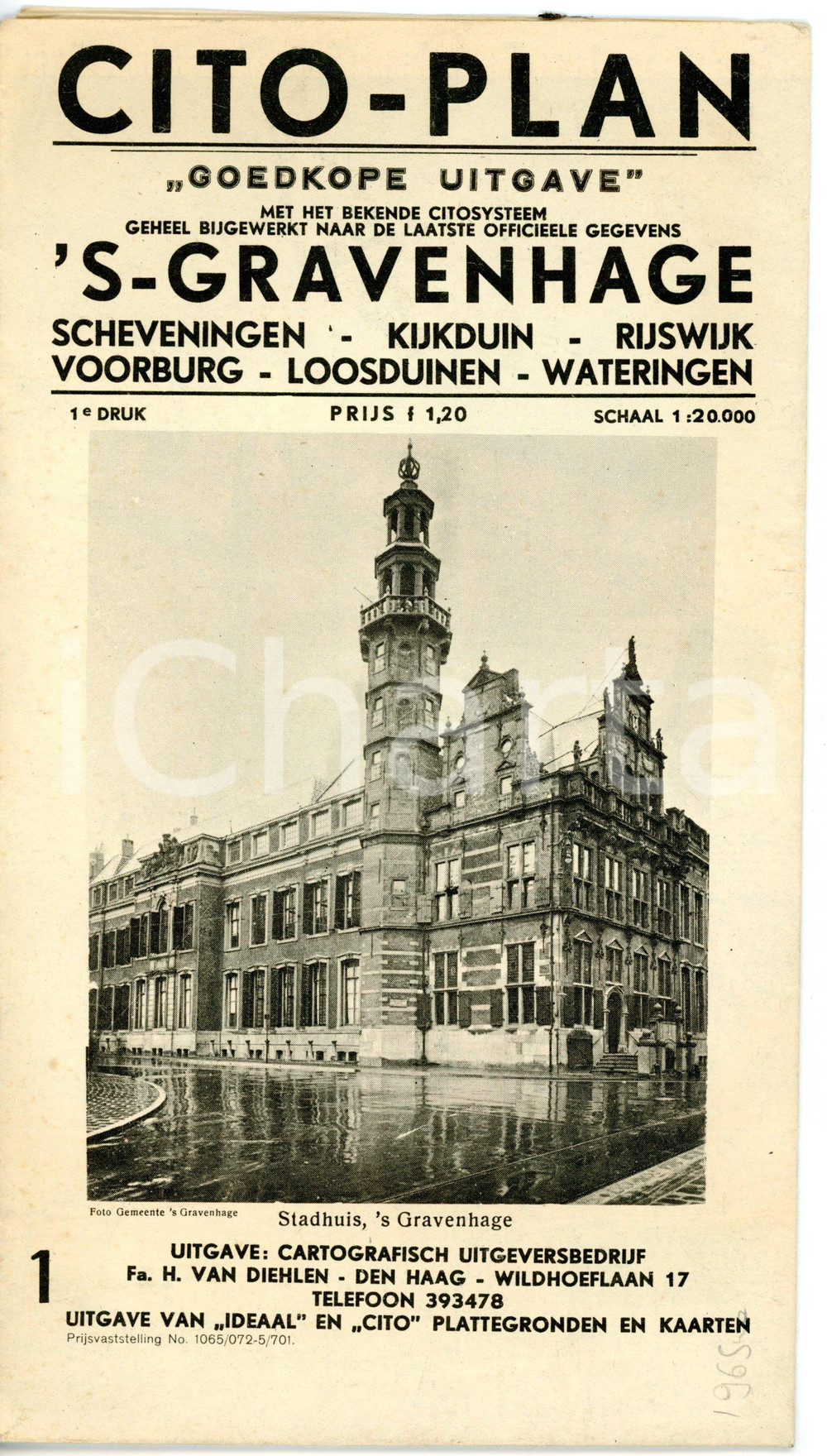 Materiale pubblicitario d’epoca 1960 ca  SGRAVENHAGE L AIA Citoplan Pieghevole TURISTICO con mappa 14x24 cm 1