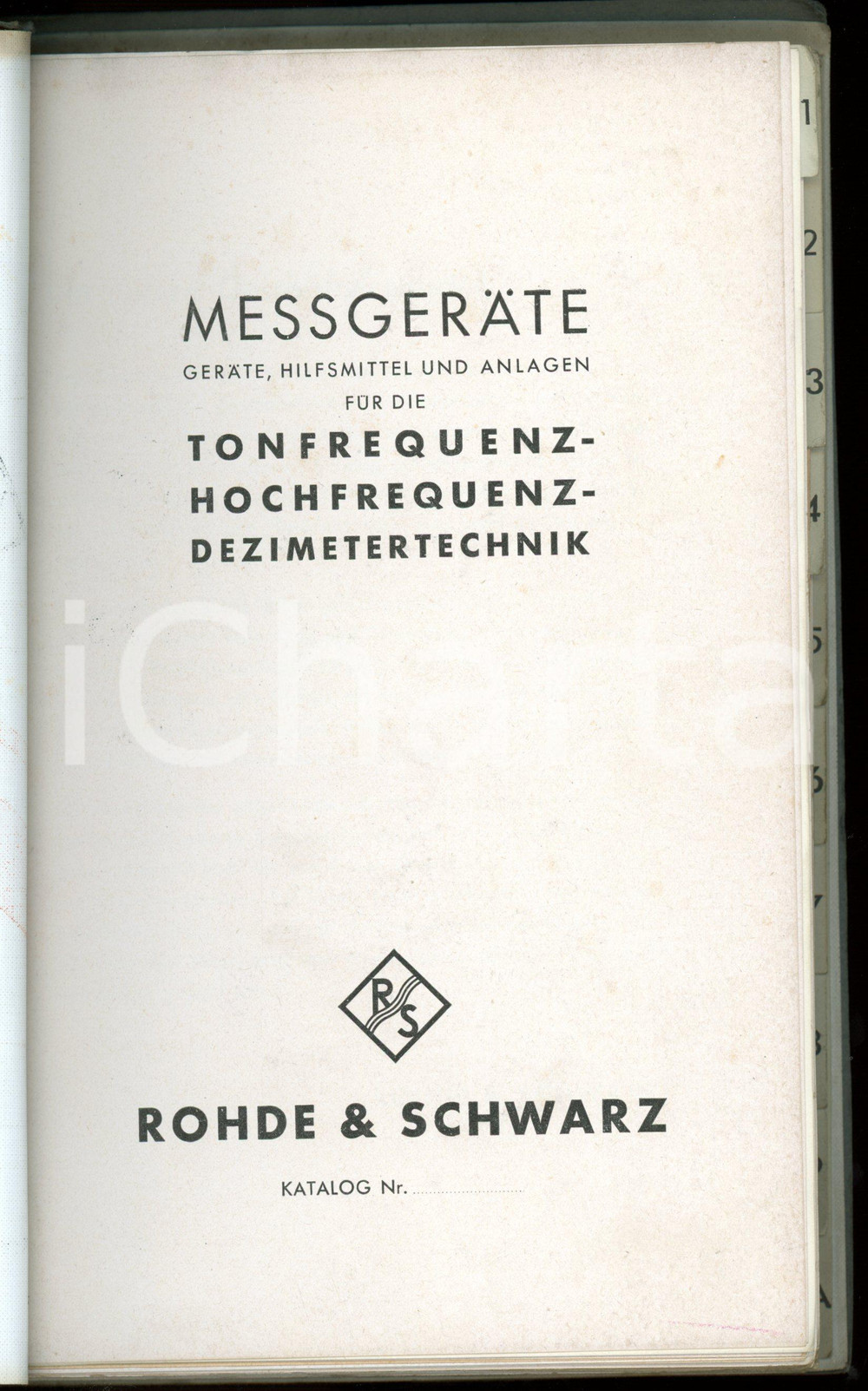 Libro, pubblicazione d epoca 1940 ca ROHDE & SCHWARZ MessgerÃ¤te  Schallpegelzeiger type EZG Catalogo 1