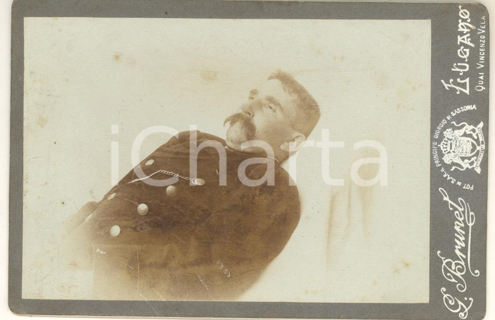 Fotografia d epoca originale 1915 ca LUGANO Ritratto ufficiale Enrico CORTI  Foto POST MORTEM G. BRUNEL 1