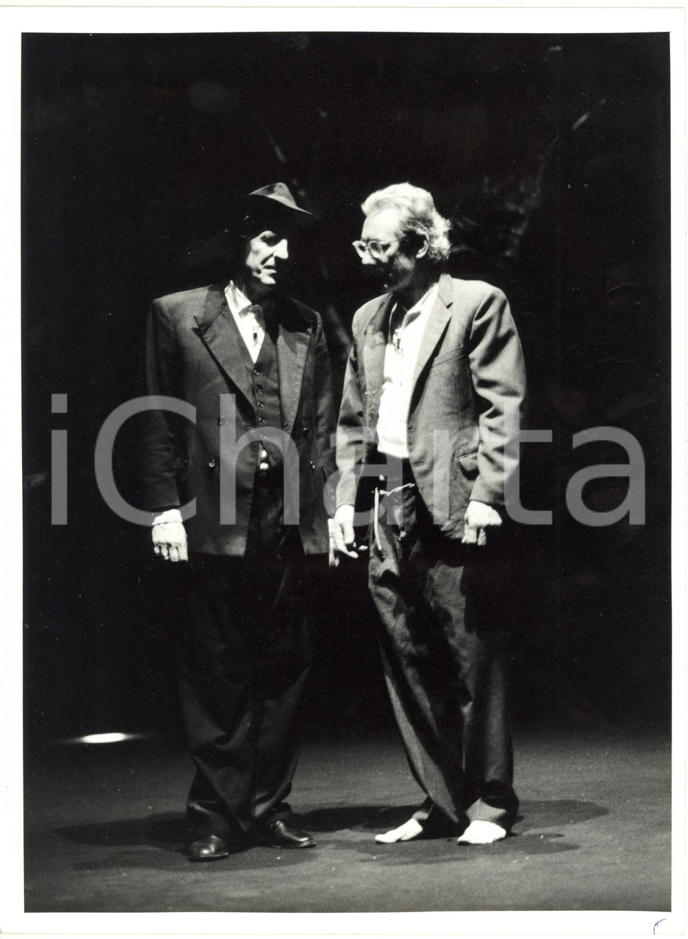Fotografia d epoca originale 1990 VENEZIA Teatro Goldoni  Giorgio GABER Enzo JANNACCI in Aspettando Godot 1