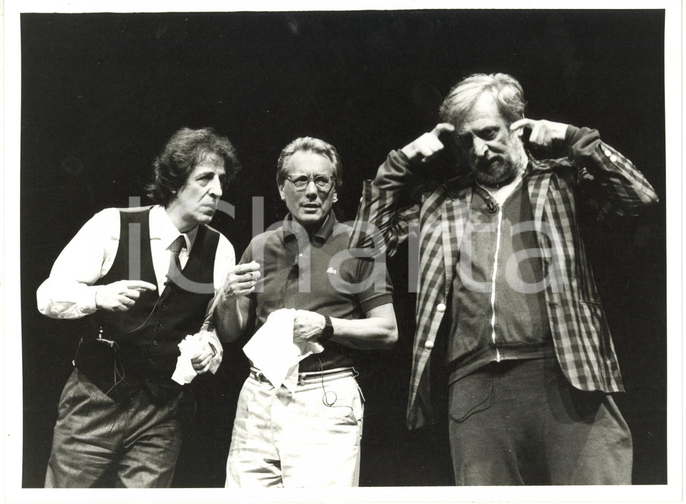 Fotografia d epoca originale 1990 TEATRO  Giorgio GABER Enzo JANNACCI Felice ANDREASI in Aspettando Godot 1